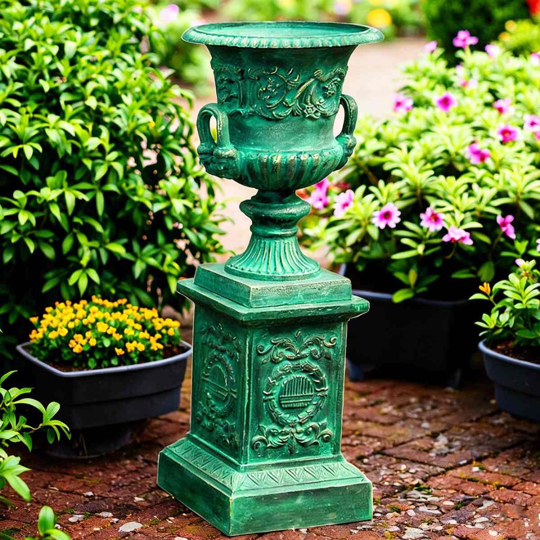 European Style Garden Pots HS-P001, Vintage Urn Planter, Cast Iron Garden Decor, Classical Pedestal Flower Pot