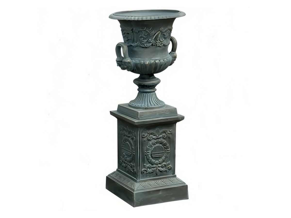 European Style Garden Pots HS-P001, Vintage Urn Planter, Cast Iron Garden Decor, Classical Pedestal Flower Pot