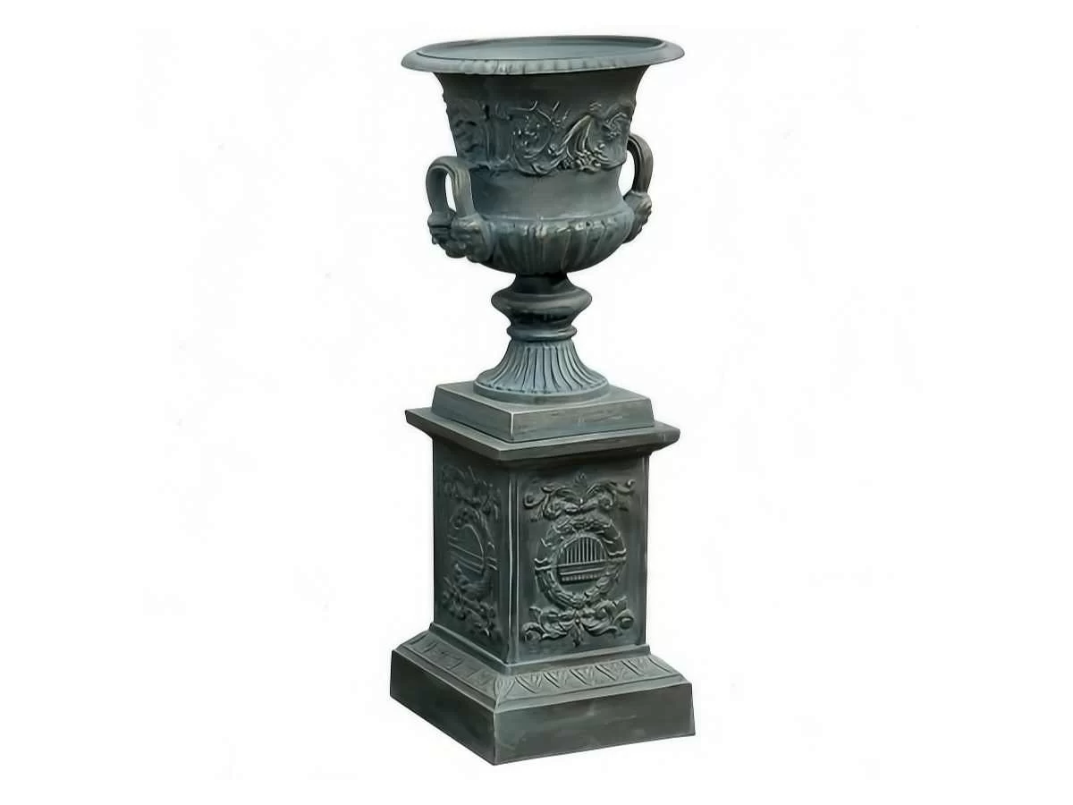 European Style Garden Pots HS-P001, Vintage Urn Planter, Cast Iron Garden Decor, Classical Pedestal Flower Pot