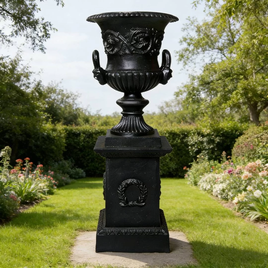 Elevate Your Outdoor Space with the HS-P003 Cast Iron Decorative Planter, Cast Iron Planter, European-style Decorative Planter, Outdoor Weather-resistant Planter