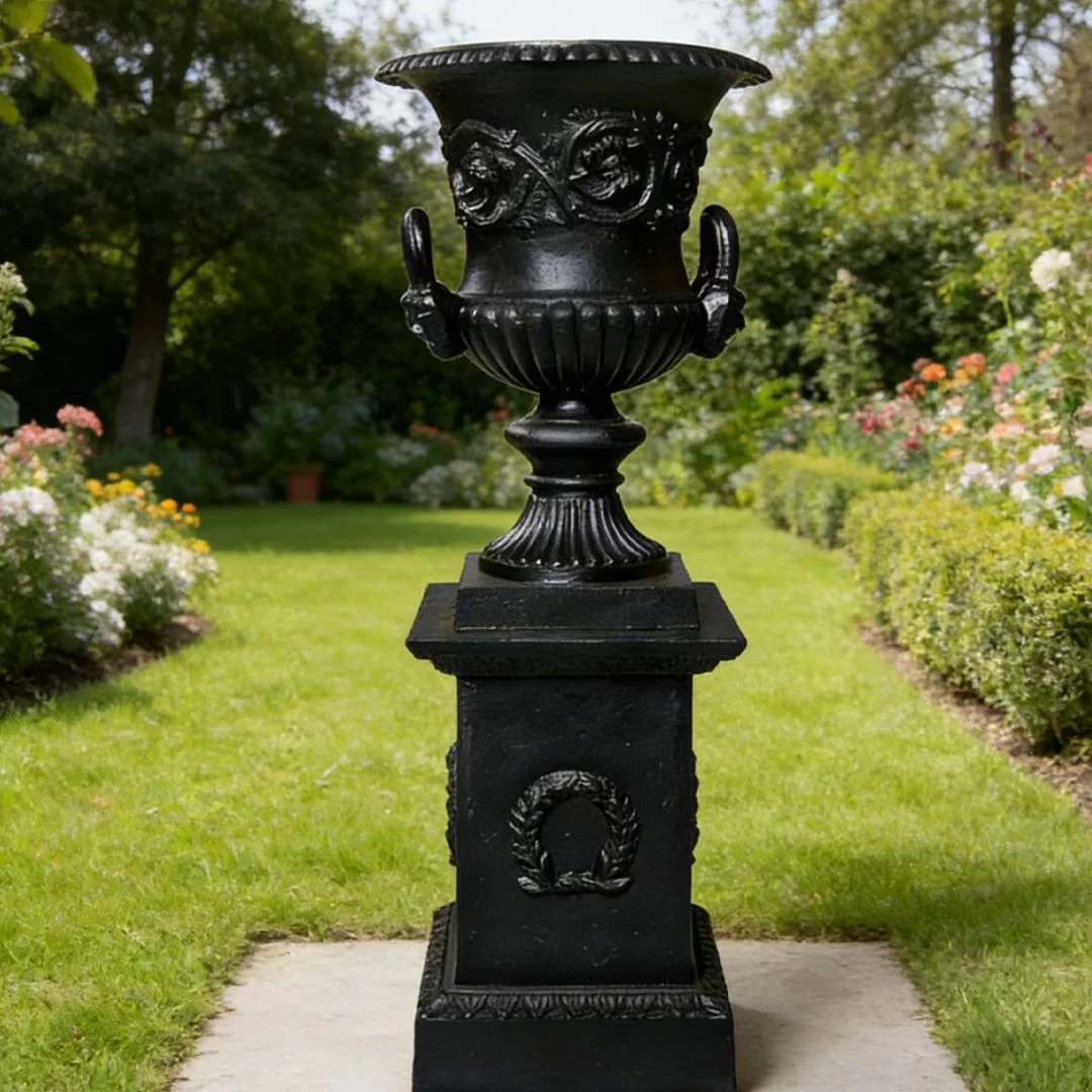 Elevate Your Outdoor Space with the HS-P003 Cast Iron Decorative Planter, Cast Iron Planter, European-style Decorative Planter, Outdoor Weather-resistant Planter
