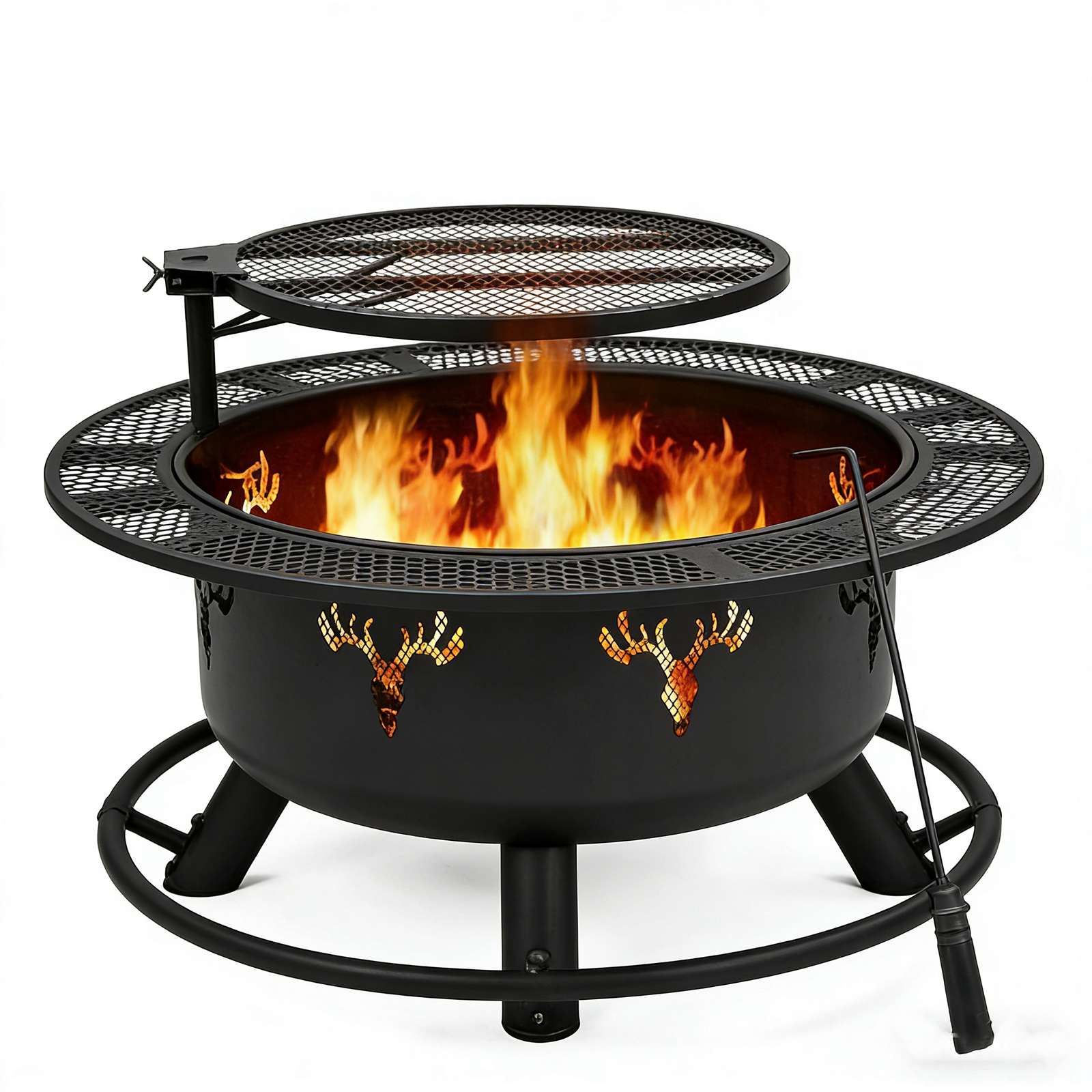 Deer Cutout Outdoor Fire Pit HS-F013 with Grill: Warmth, Style & BBQ in One