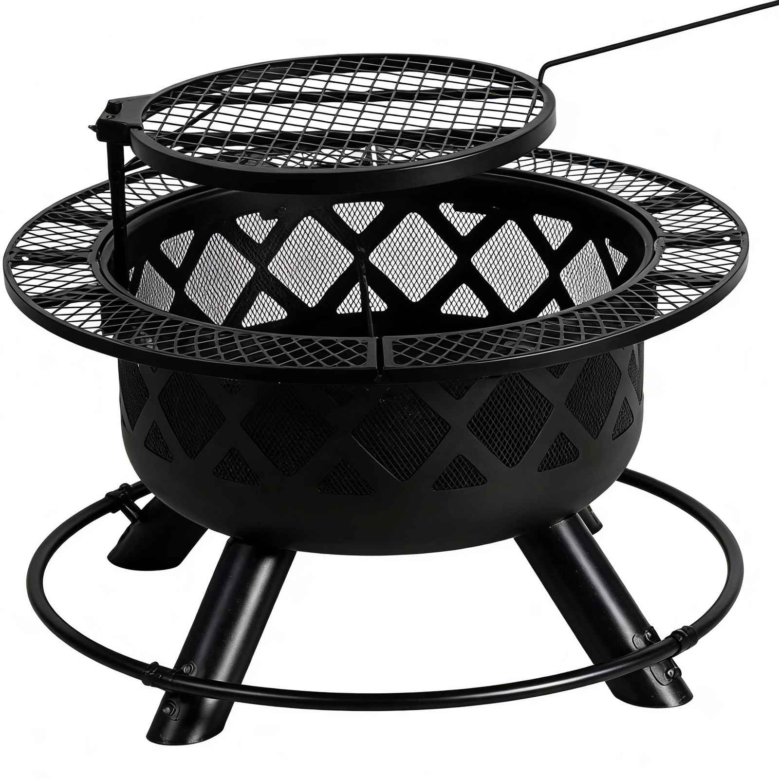 Deer Cutout Outdoor Fire Pit HS-F013 with Grill: Warmth, Style & BBQ in One, deer fire pit, outdoor fire pit with grill, wood burning fire bowl