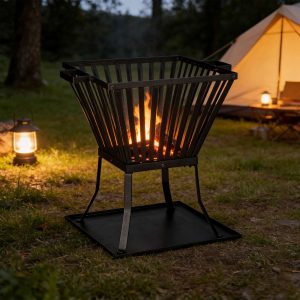 Minimalist Outdoor Fire Pit | Black Steel Patio Heater HS-F006