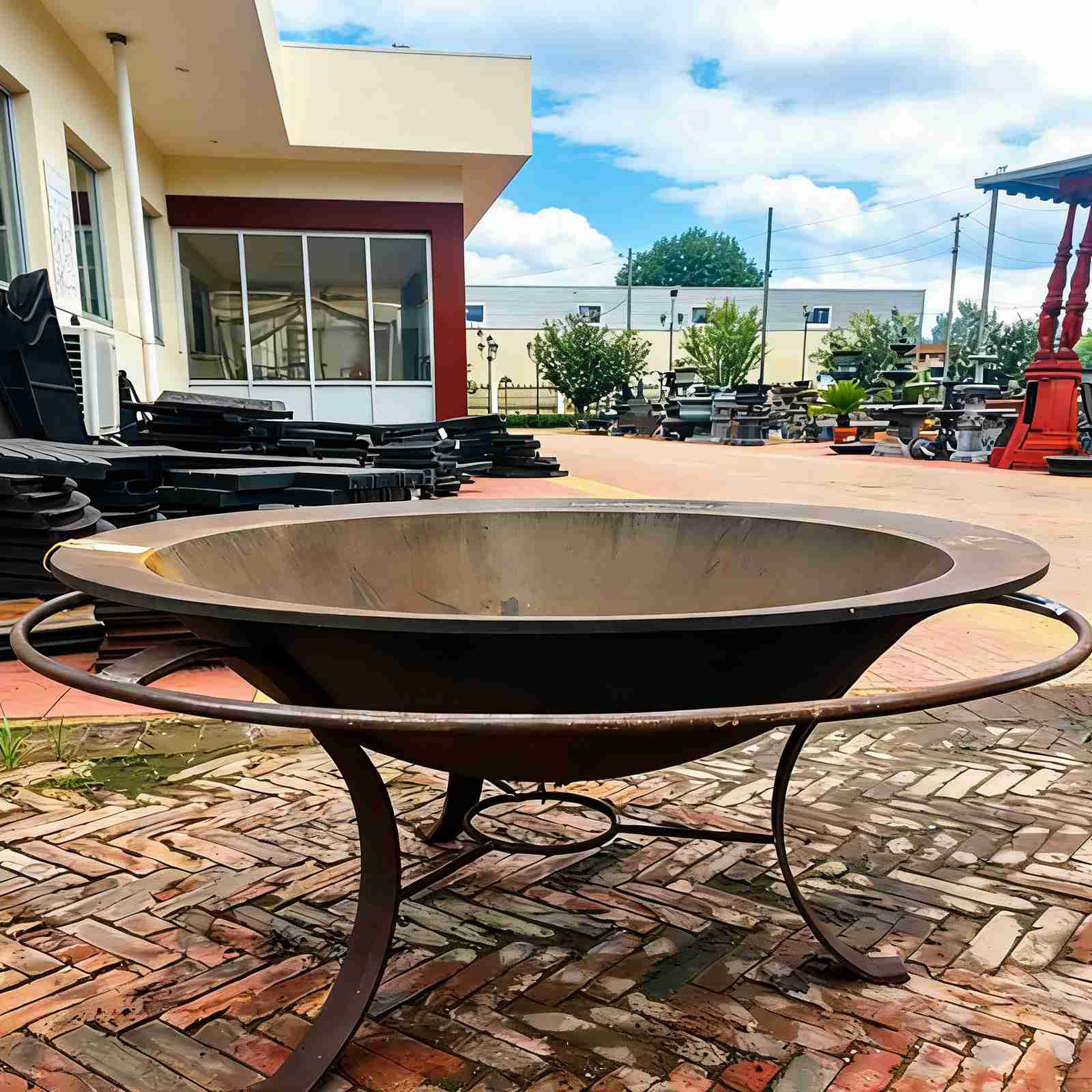 Modern Round Steel Fire Pit Bowl HS-F007, Bronze Fire Pit, Curved Leg Fire Pit, Outdoor Patio Heater 
