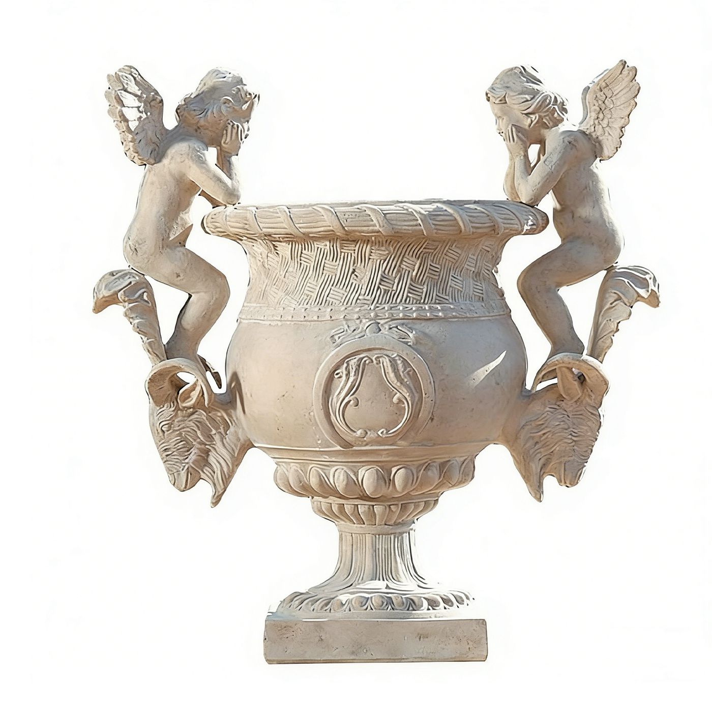 Ornate Cherub Cast Iron Urn Planter HS-P010
