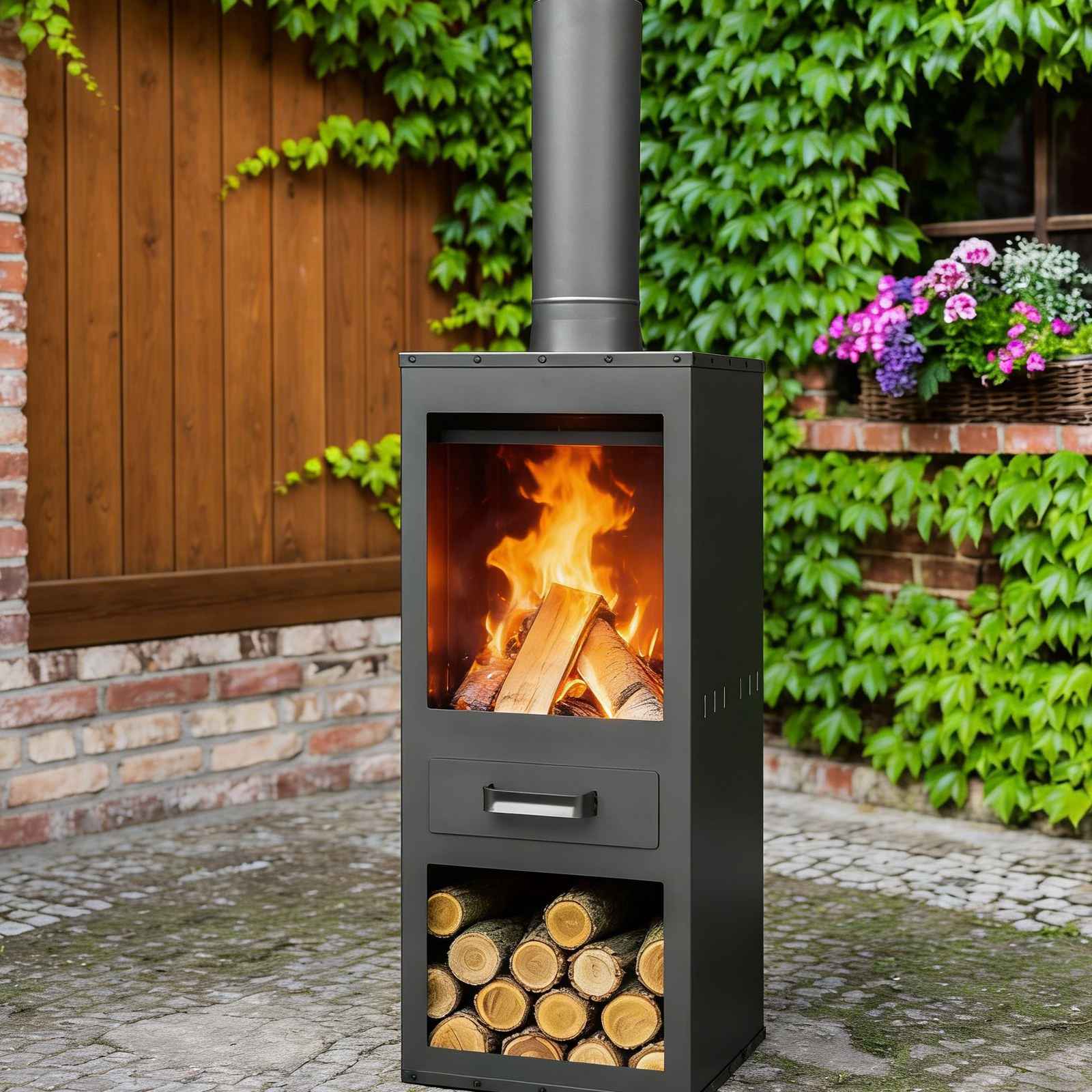 Sleek Steel Wood Burning Stove HS-F012 : Warmth Meets Style, wood burning stove, steel fireplace, freestanding stove  