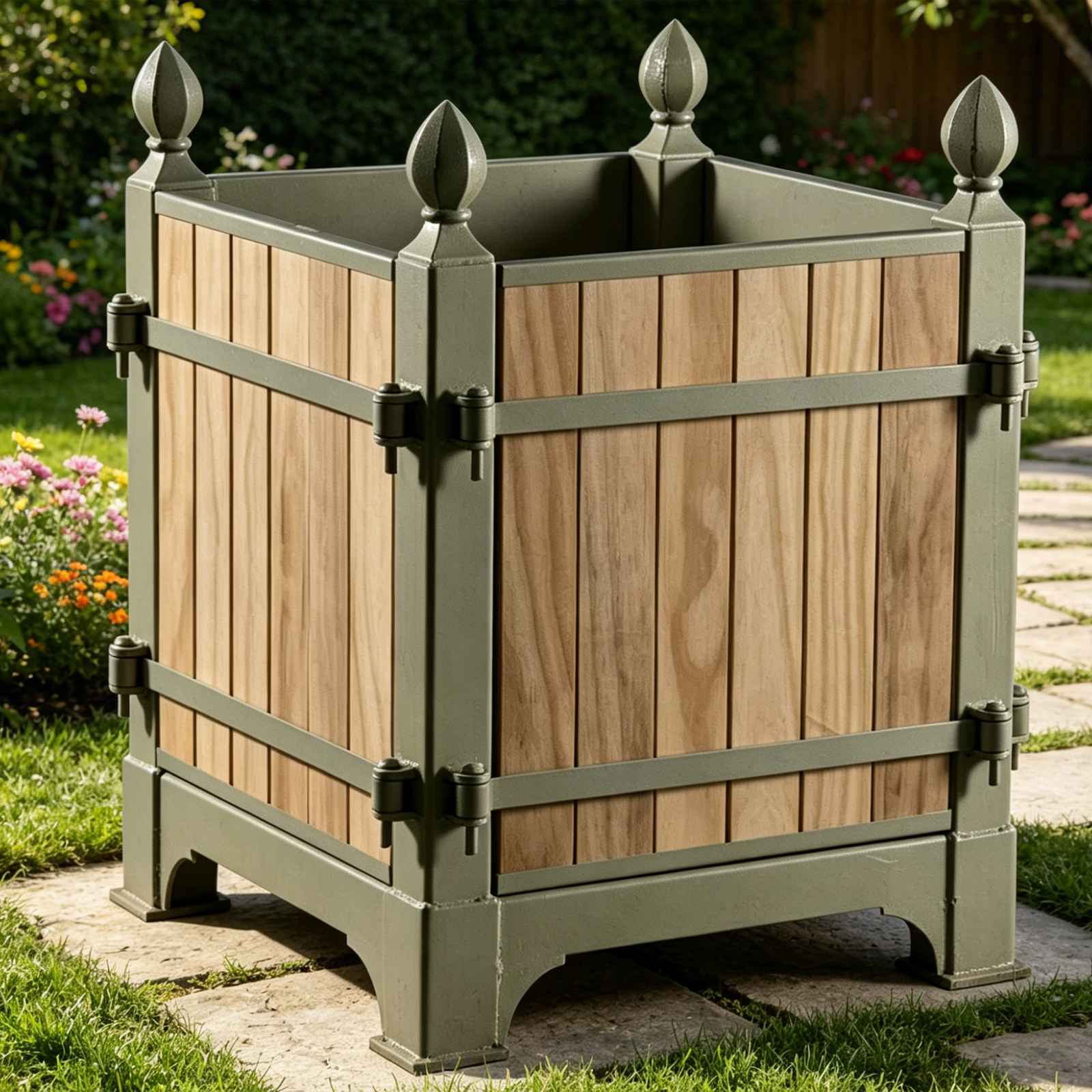 HS-P012 Versailles Oak Cast Iron Planter, Versailles inspired cast iron planter, oak garden planter box, 