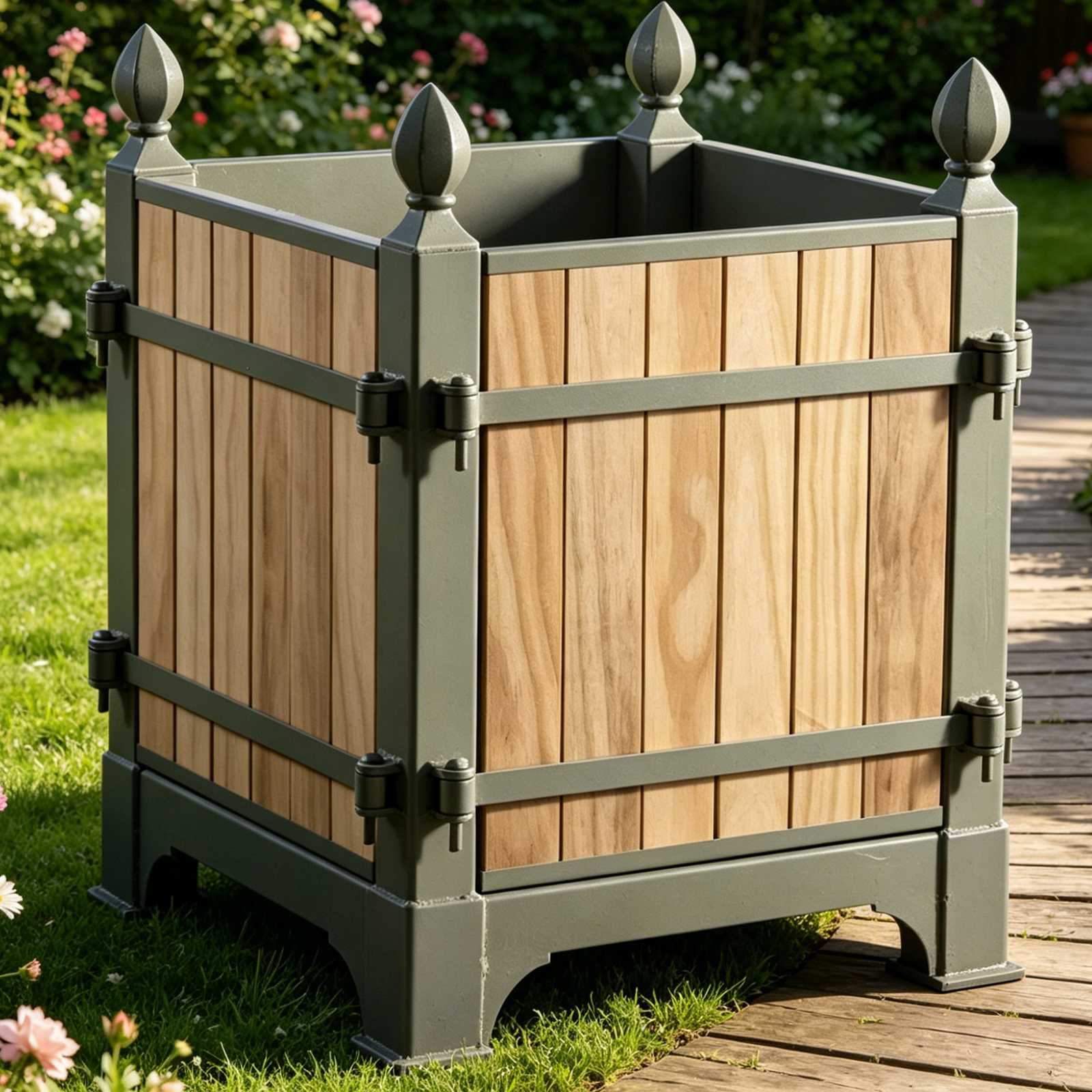 HS-P012 Versailles Oak Cast Iron Planter, Versailles inspired cast iron planter, oak garden planter box, 
