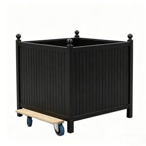HS-P014 Rolling Versailles Planter – Matte Black Mobility - Product view