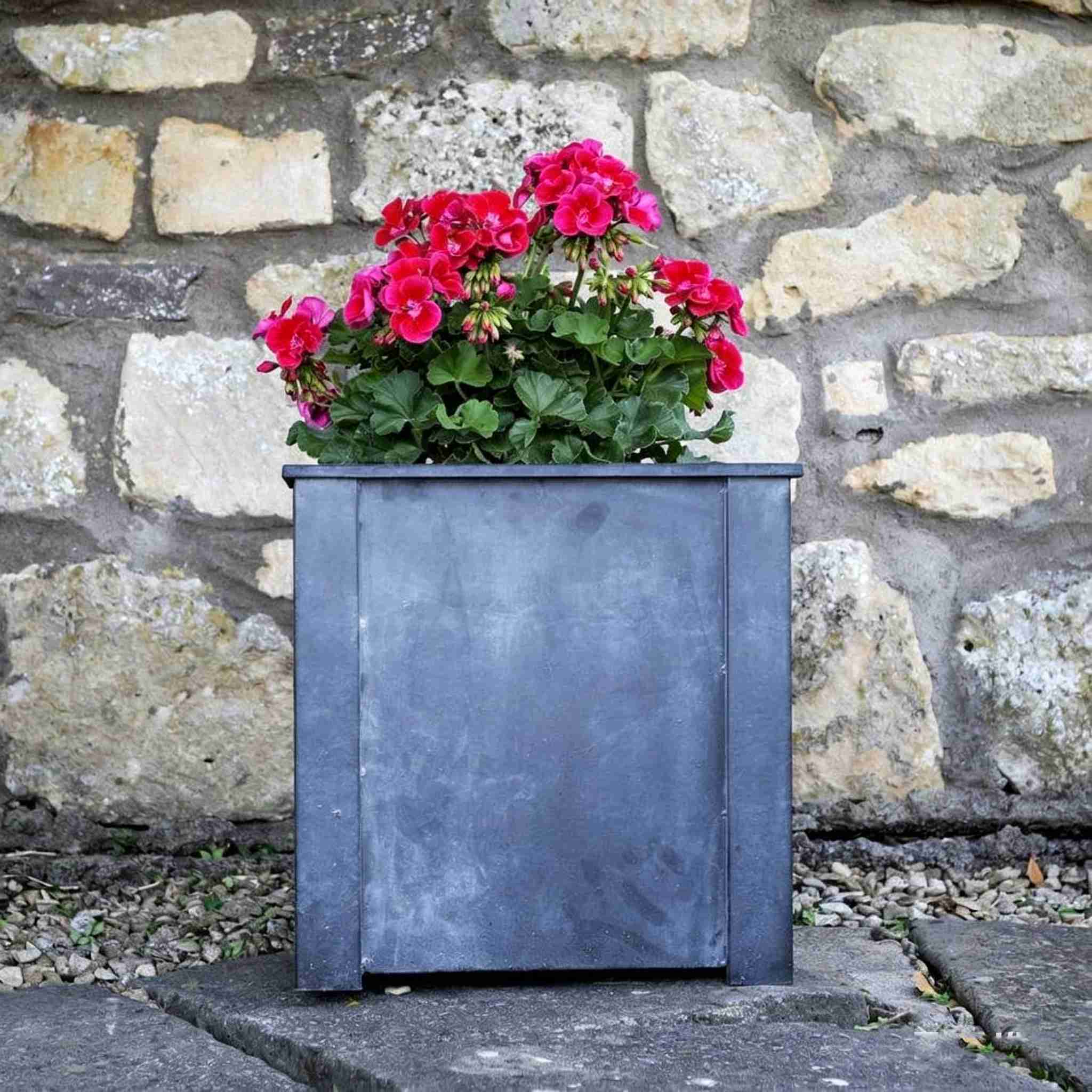Premium Square Cast Iron Style Planter HS-P011 for Classic Gardens,  cast iron style planter, antique zinc finish planter, square cast iron planter