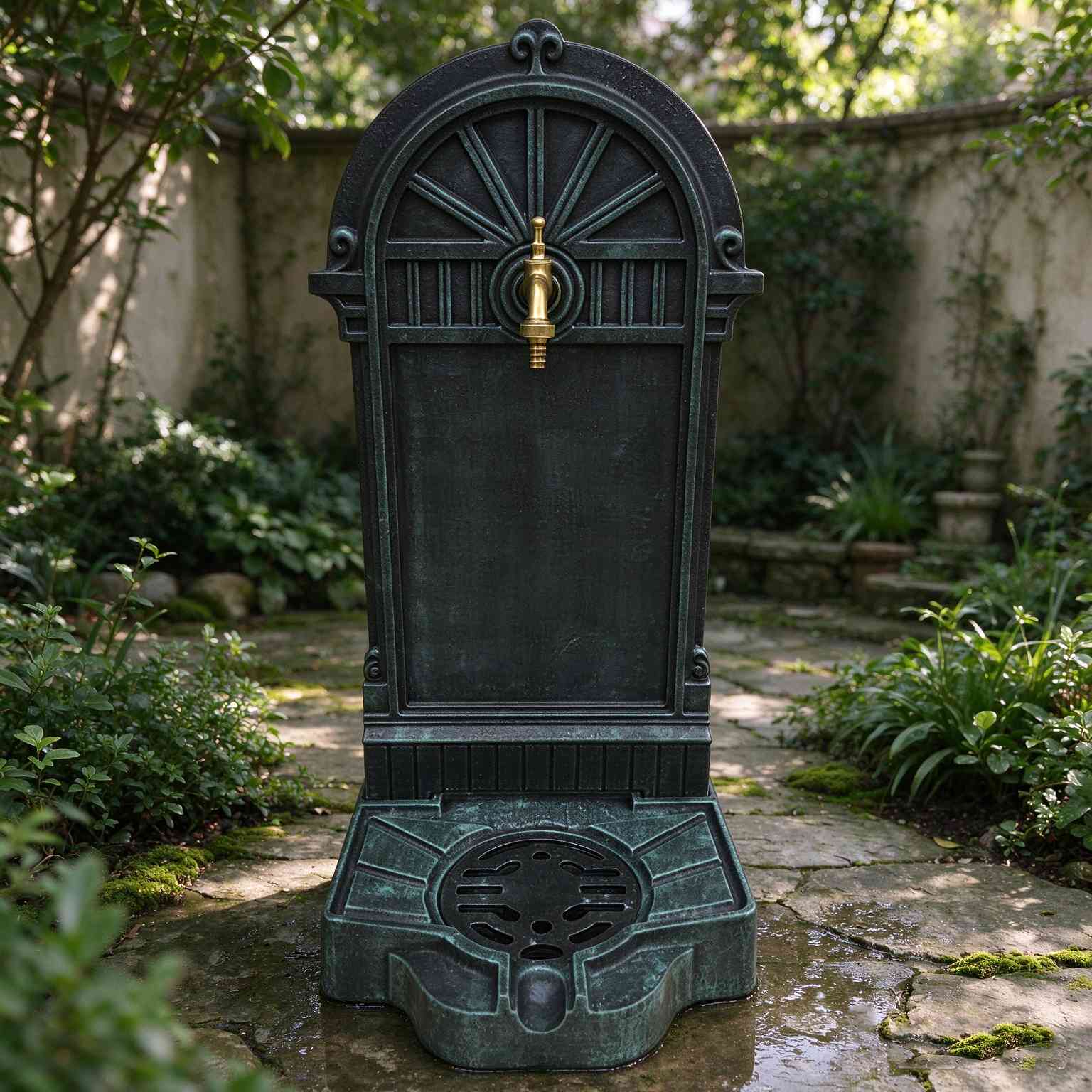 Cast Iron Antique Wall Fountain Garden Ornament HS-W008, cast iron antique wall fountain