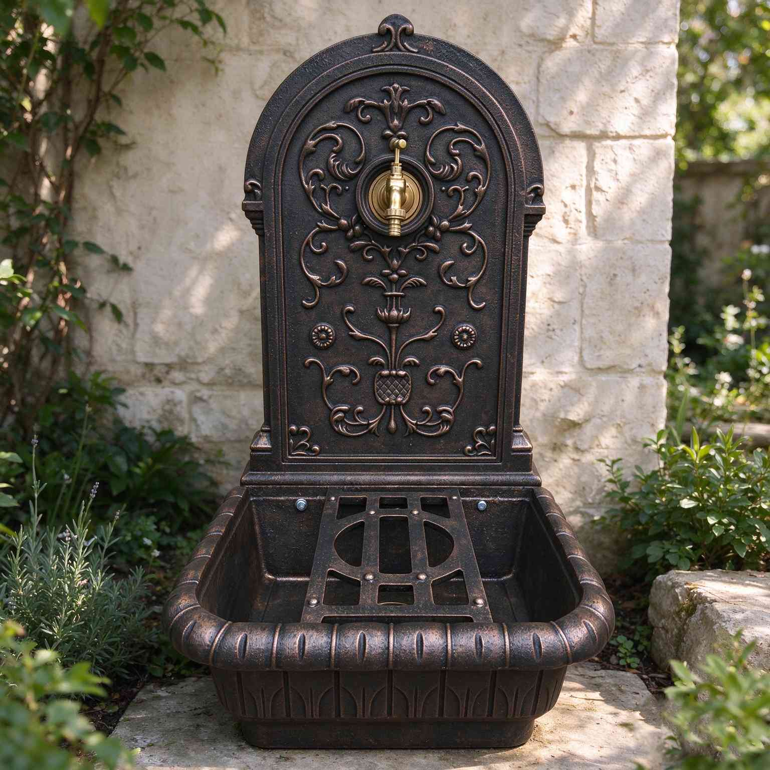 Cast Iron Landscape Wall Fountain HS-W009, cast iron landscape wall fountain