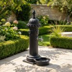 Garden Ductile Iron Outdoor Water Fountain vintage black fountain in landscaped garden